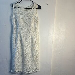 Cache Cream Halter Sheath Midi Dress